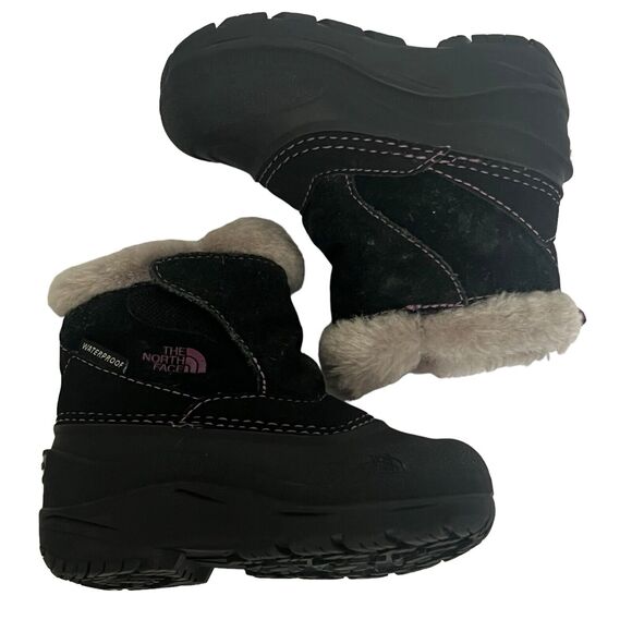 North Face Toddler Alpenglow II Snow Boots Waterproof Size 7 Black Purple - Picture 2 of 12